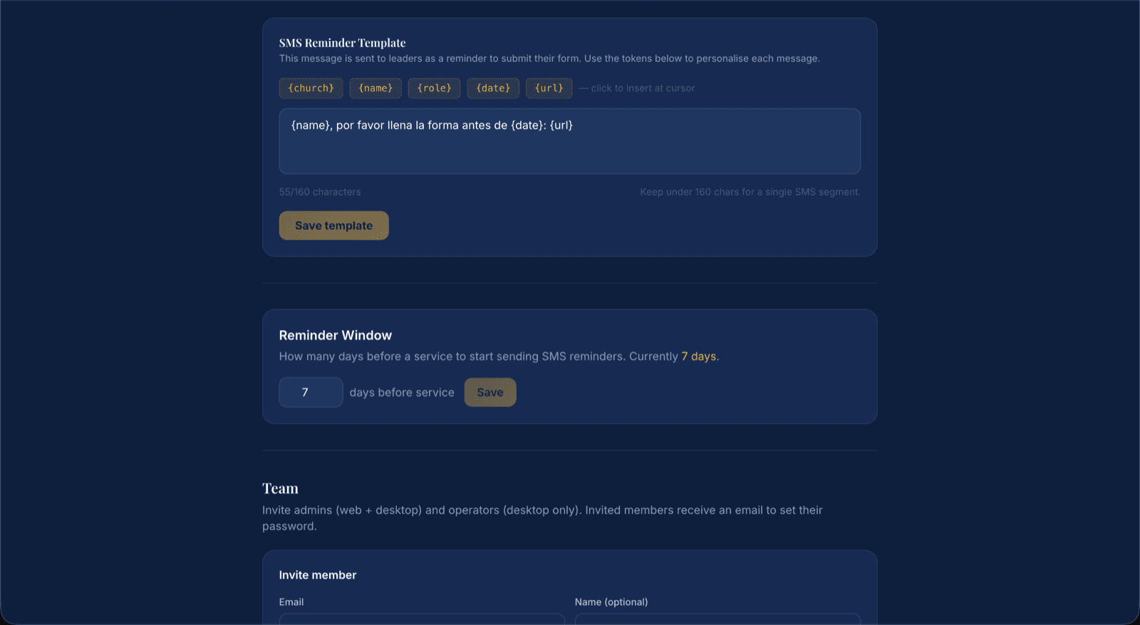 Automated SMS reminders